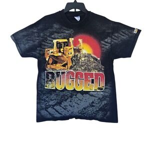 Vintage 90s Hanes 1996 Caterpillar CAT‎ Rugged D10R Bulldozer T-Shirt Mens L USA